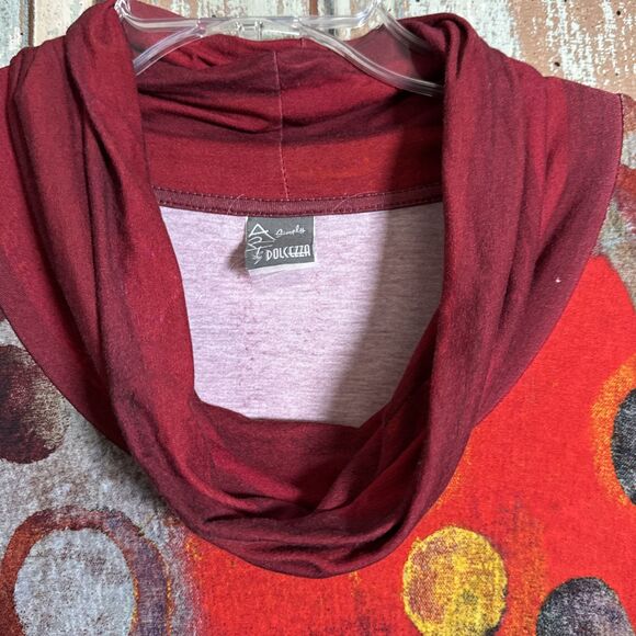 Simply Art by Dolcezza Long Sleeve Cowl Neck Tunic Top (L) Wearable Abstract Art - Picture 8 of 9